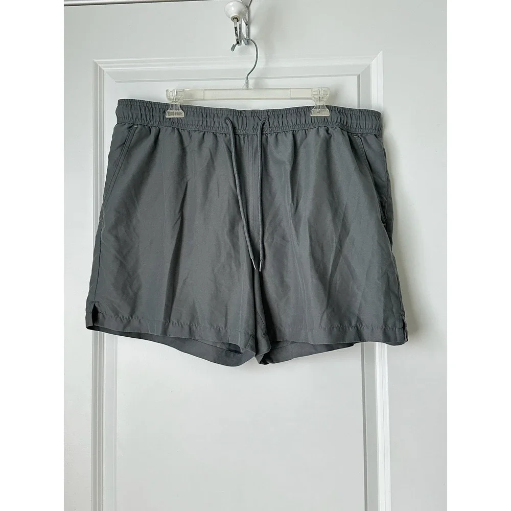 George Men's Pull On Swim  Trunks Shorts XL(40-42) Elastic Waist Drawstring Grey